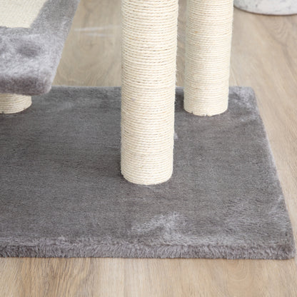 Cat Tree Cat Scratching Post Playhouse Cat Climbing Tree Stairs 5 Layers Beige Grey 48.5 x 48.5 x 100 cm (LxWxH)