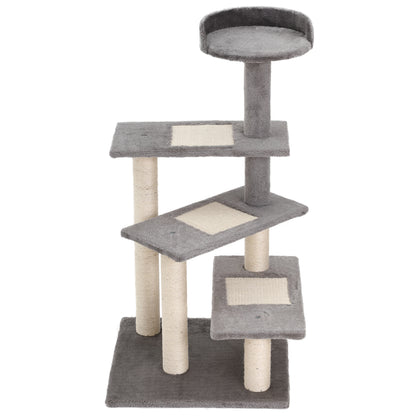 Cat Tree Cat Scratching Post Playhouse Cat Climbing Tree Stairs 5 Layers Beige Grey 48.5 x 48.5 x 100 cm (LxWxH)