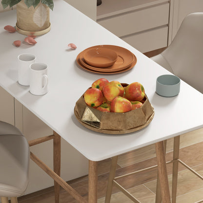 Rectangular 4-Person Bar Table, High Table with Steel Legs Wood Effect, Easy Assembly Bistro Table, for Home Bar, Dining Room, 120 x 60 x 98 cm, White