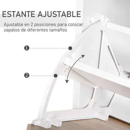 Shoe Cabinet Shoe Rack with 3 Drawers Glass Shelf and Aluminum Handle for Hallway Entry 50 kg Load 60x24x105.5 cm Natural