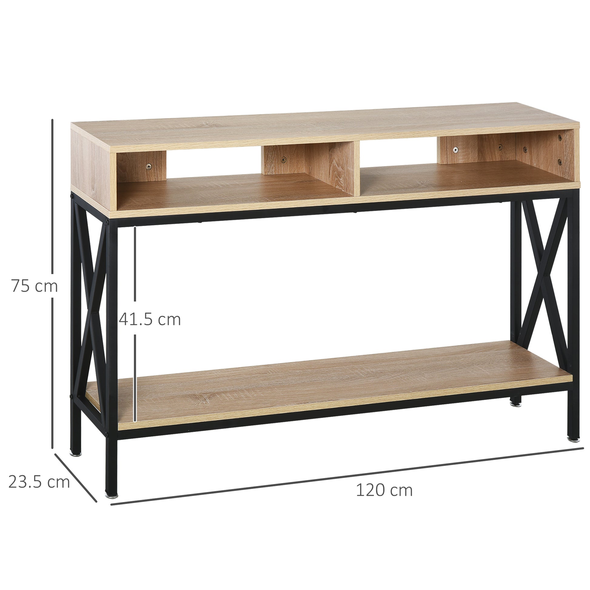 Hallway Console Table for Entryway with 2 Compartments and Shelf Console for Entryway Hallway 120x23.5x75 cm Oak and Black