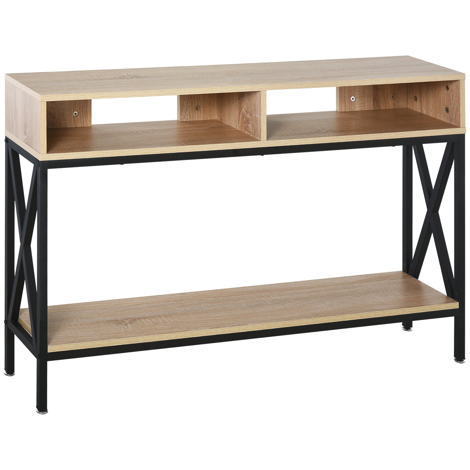 Hallway Console Table for Entryway with 2 Compartments and Shelf Console for Entryway Hallway 120x23.5x75 cm Oak and Black