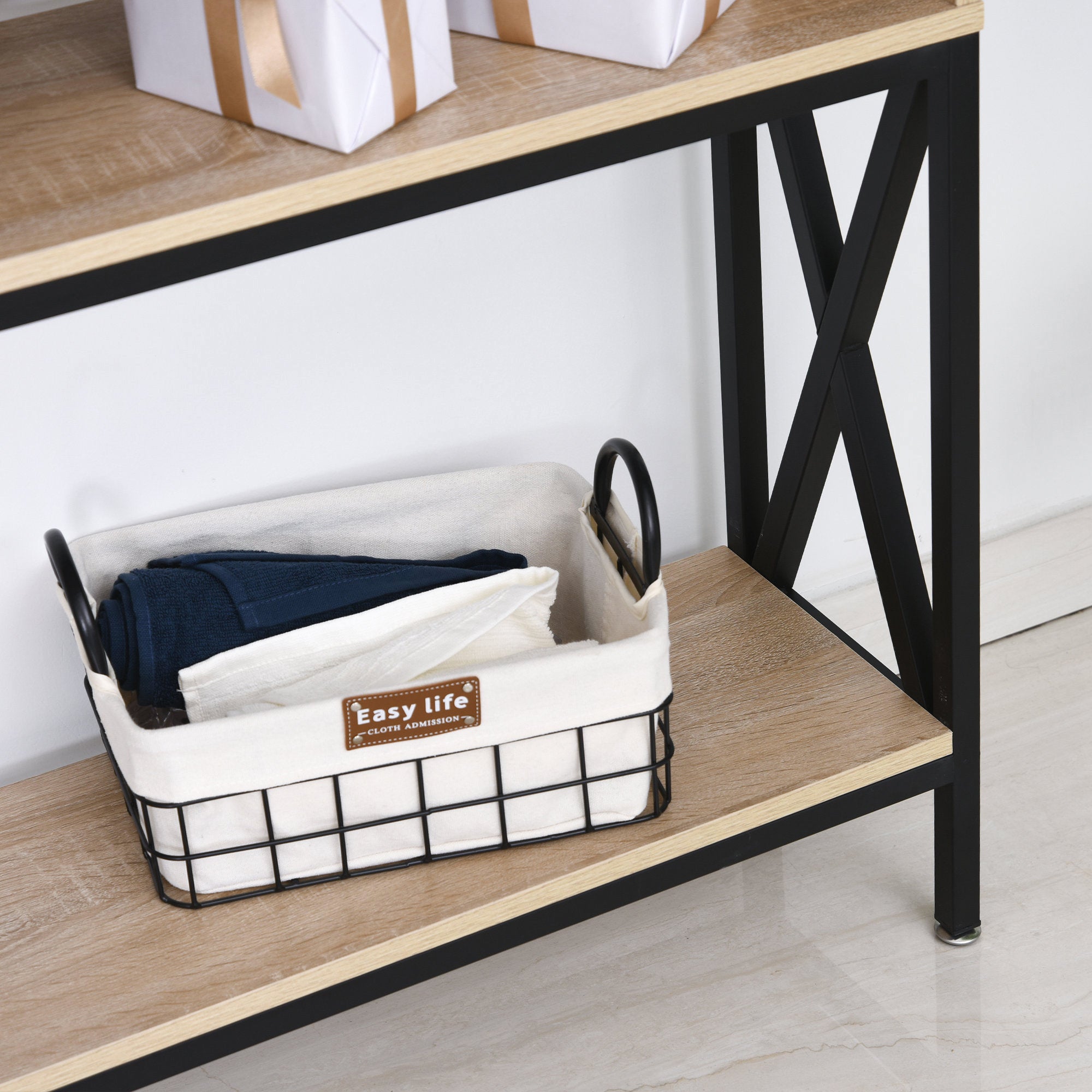 Hallway Console Table for Entryway with 2 Compartments and Shelf Console for Entryway Hallway 120x23.5x75 cm Oak and Black