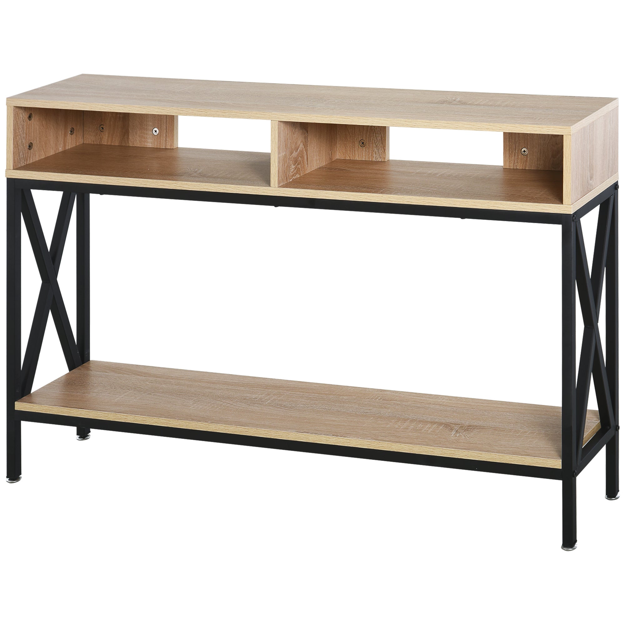 Hallway Console Table for Entryway with 2 Compartments and Shelf Console for Entryway Hallway 120x23.5x75 cm Oak and Black