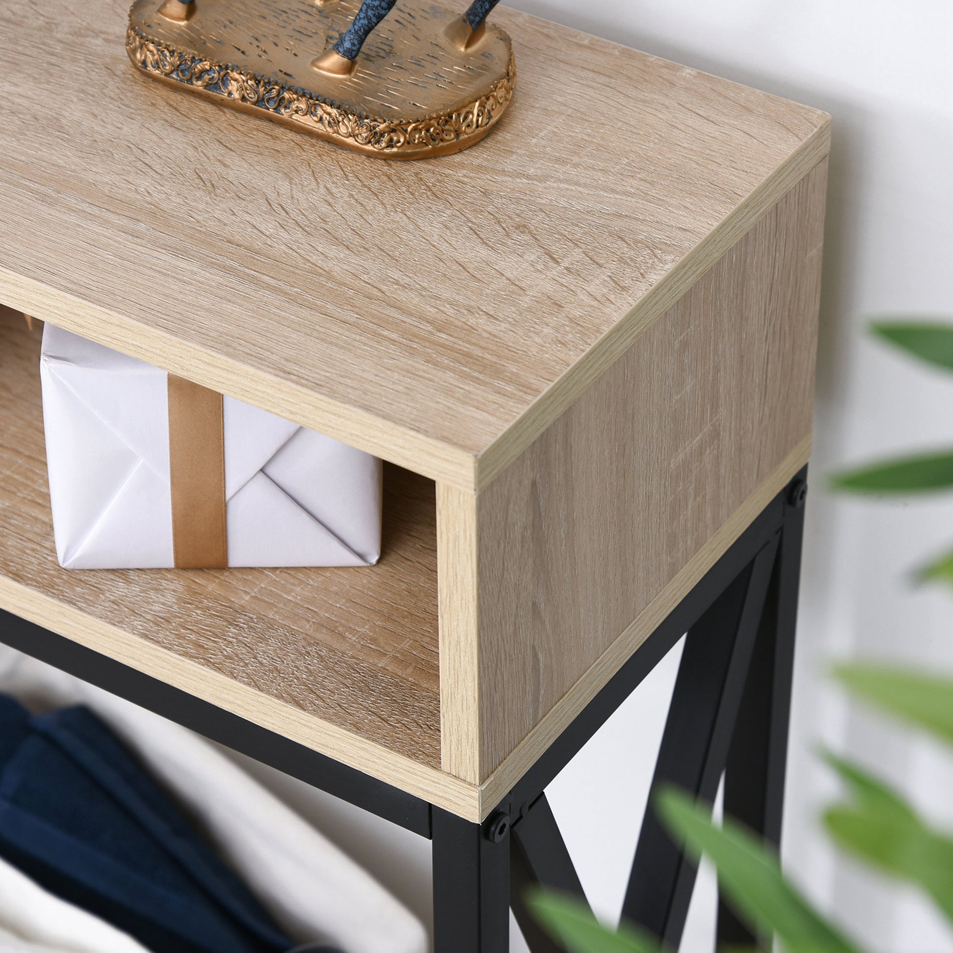 Hallway Console Table for Entryway with 2 Compartments and Shelf Console for Entryway Hallway 120x23.5x75 cm Oak and Black