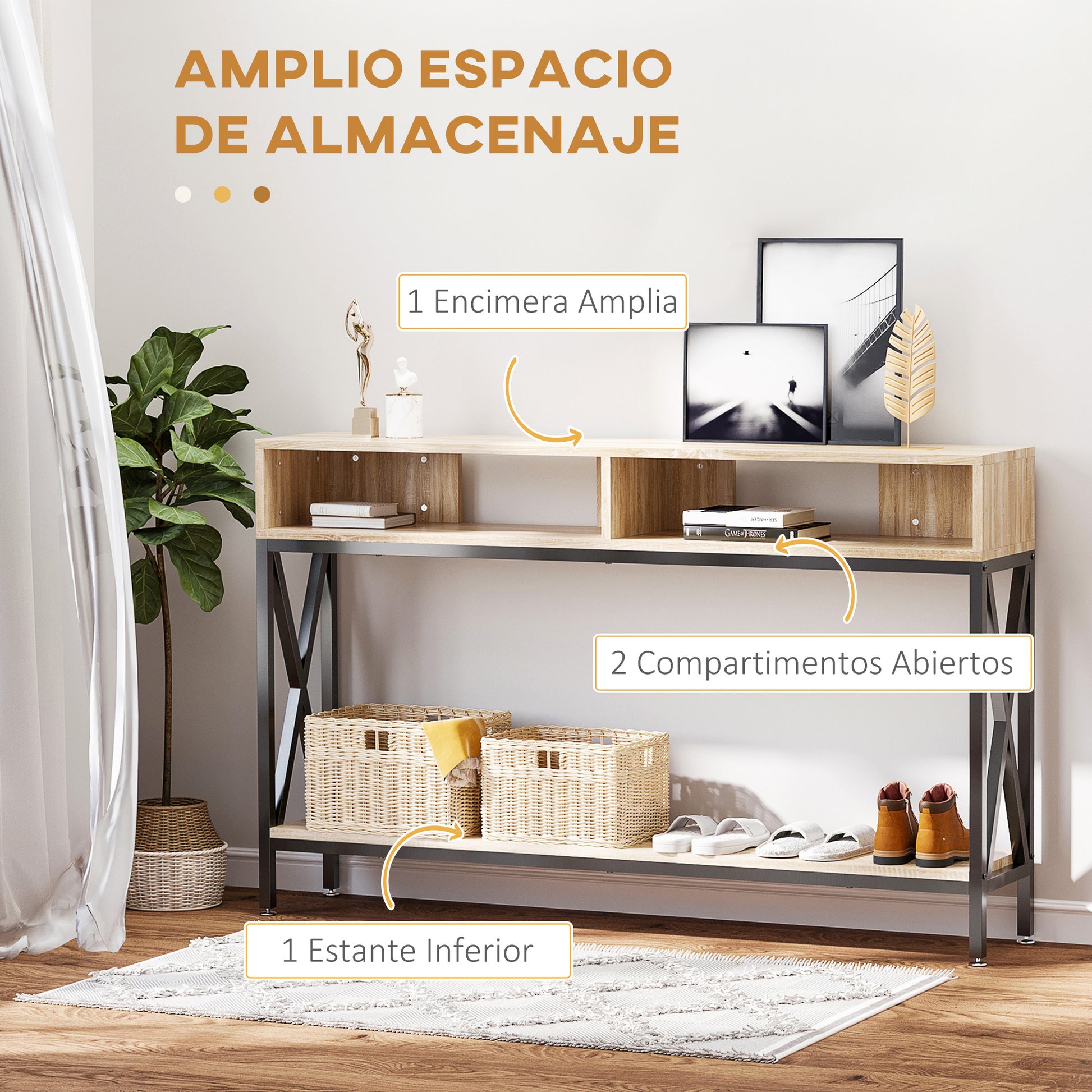 Hallway Console Table for Entryway with 2 Compartments and Shelf Console for Entryway Hallway 120x23.5x75 cm Oak and Black