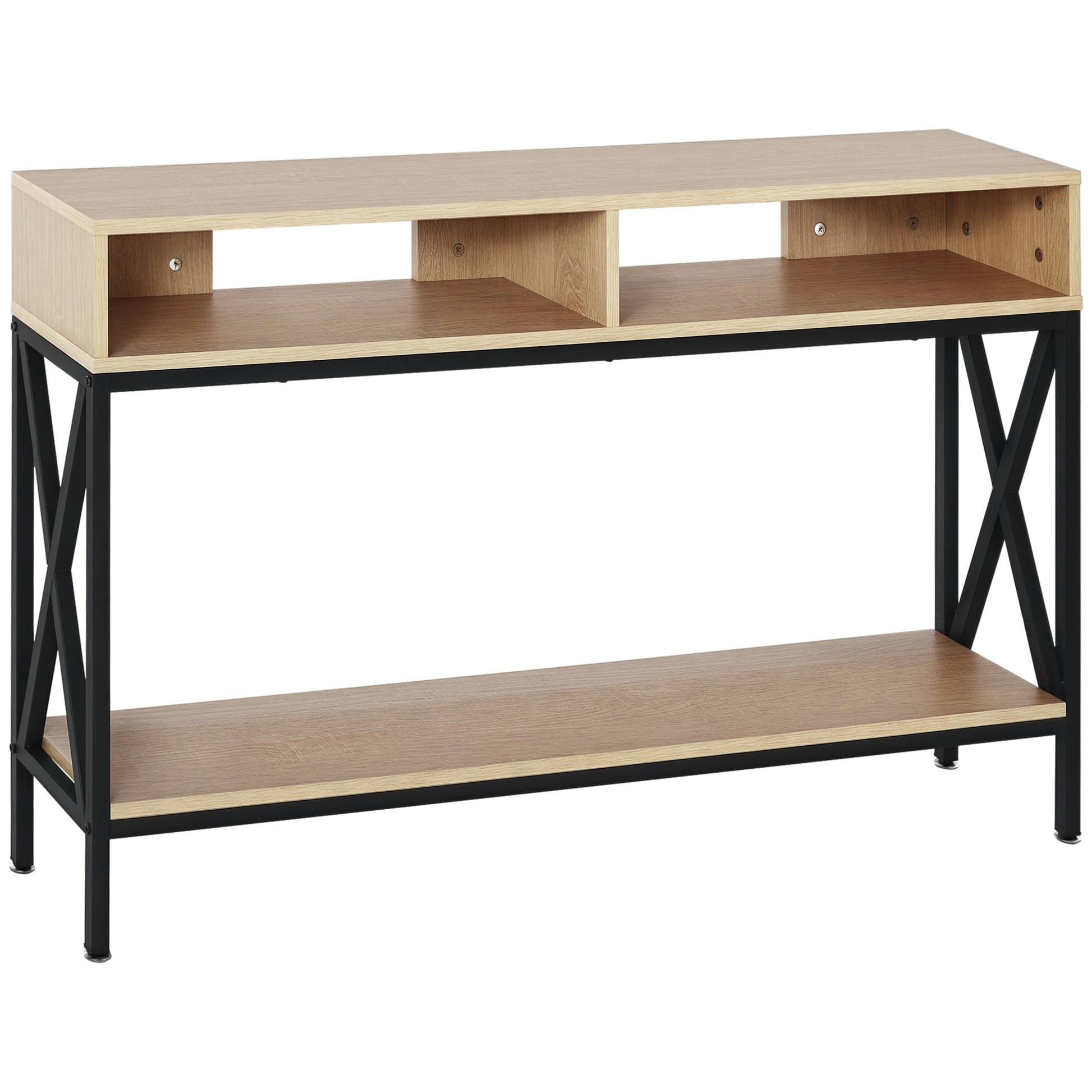 Hallway Console Table for Entryway with 2 Compartments and Shelf Console for Entryway Hallway 120x23.5x75 cm Oak and Black
