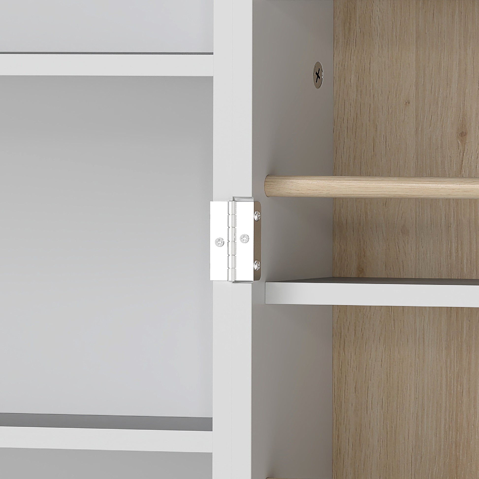 Kitchen Buffet, Kitchen Storage Cabinet, Modern Display Cabinet with 12 Shelf Doors, Adjustable Shelves, and Double Louvered Door, for Dining Room, Living Room, 58x29x119.5cm, White
