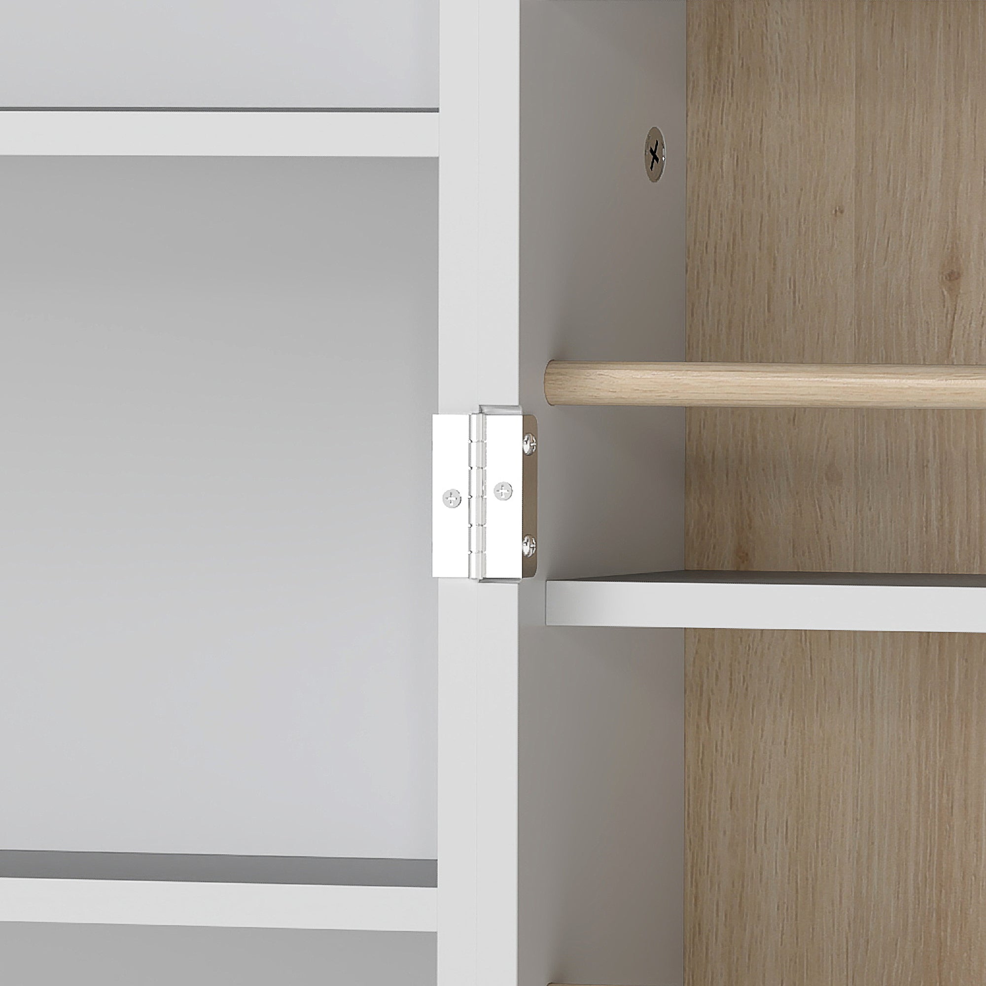 Kitchen Buffet, Kitchen Storage Cabinet, Modern Display Cabinet with 12 Shelf Doors, Adjustable Shelves, and Double Louvered Door, for Dining Room, Living Room, 58x29x119.5cm, White