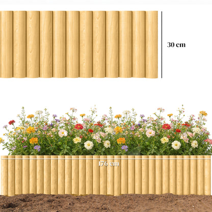 Wooden Garden Fence 69.3 x 11.8 in — Fence Panels, Pet Barrier, Landscape Border for Flowerbeds, Natural Wood