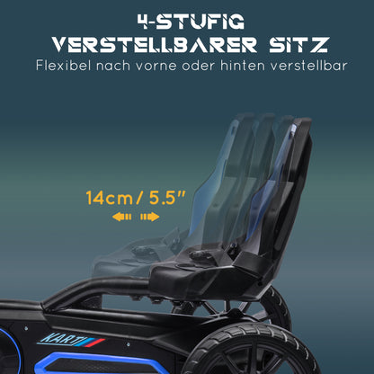 Go-Kart Pedal Car with Handbrake, Adjustable Seat, Forward and Reverse Gears, EVA Wheels, Pedal, Children's Vehicle Go-Kart for Kids 3-8 Years Blue