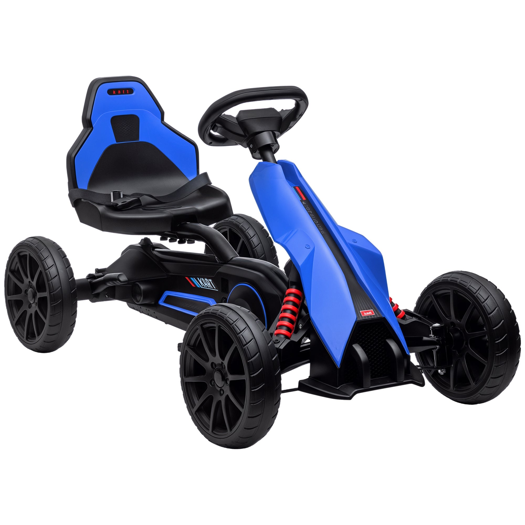 Go-Kart Pedal Car with Handbrake, Adjustable Seat, Forward and Reverse Gears, EVA Wheels, Pedal, Children's Vehicle Go-Kart for Kids 3-8 Years Blue