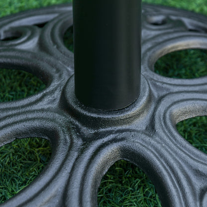 Round 11.5 kg Parasol Base, Outdoor Cast Iron Umbrella Stand for Ø 38 and 48 mm Pole, Patio Garden Terrace Umbrella Base, Ø 45 x 33.5 cm, Black