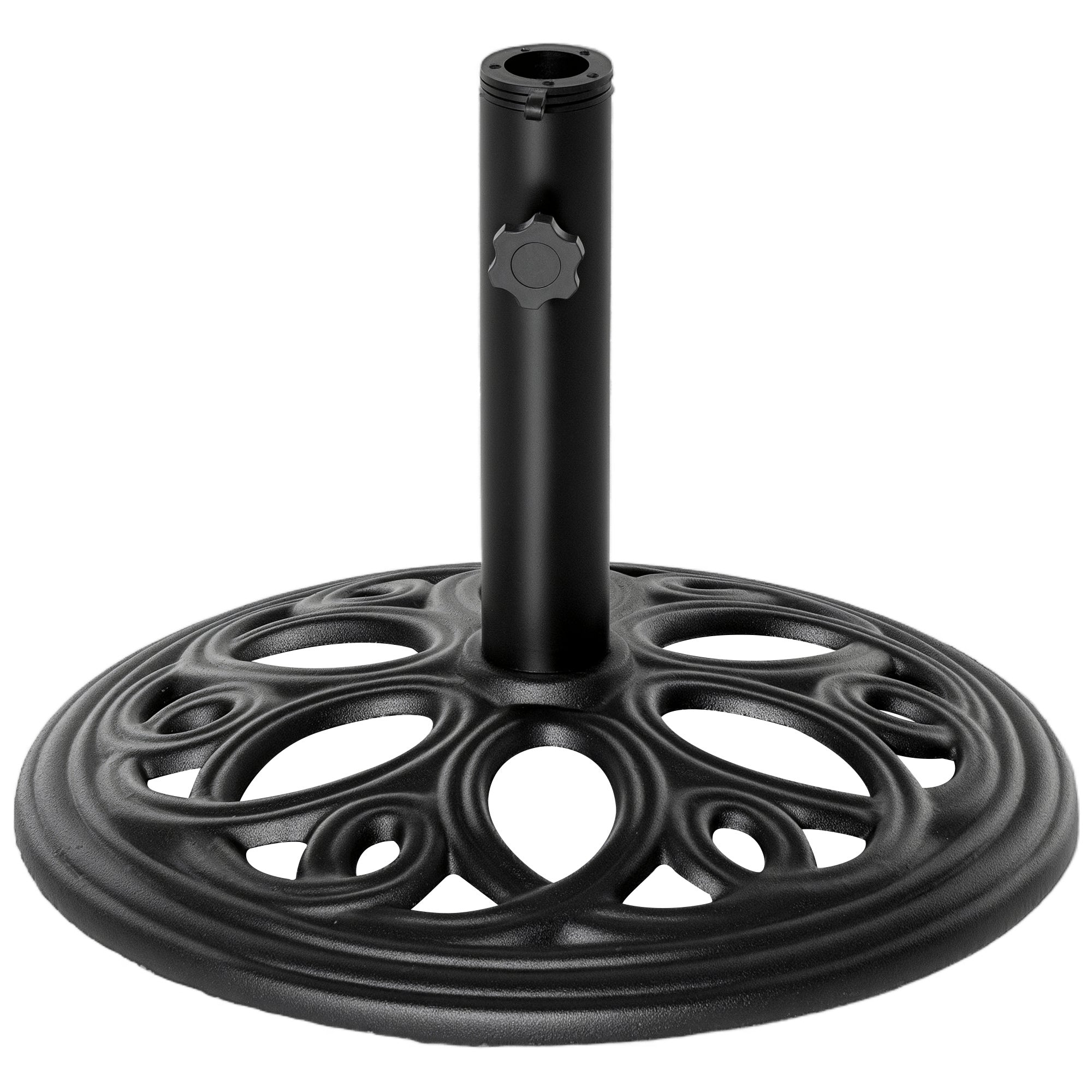 Round 11.5 kg Parasol Base, Outdoor Cast Iron Umbrella Stand for Ø 38 and 48 mm Pole, Patio Garden Terrace Umbrella Base, Ø 45 x 33.5 cm, Black