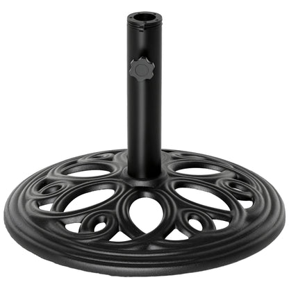 Round 11.5 kg Parasol Base, Outdoor Cast Iron Umbrella Stand for Ø 38 and 48 mm Pole, Patio Garden Terrace Umbrella Base, Ø 45 x 33.5 cm, Black