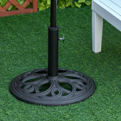 Round 11.5 kg Parasol Base, Outdoor Cast Iron Umbrella Stand for Ø 38 and 48 mm Pole, Patio Garden Terrace Umbrella Base, Ø 45 x 33.5 cm, Black