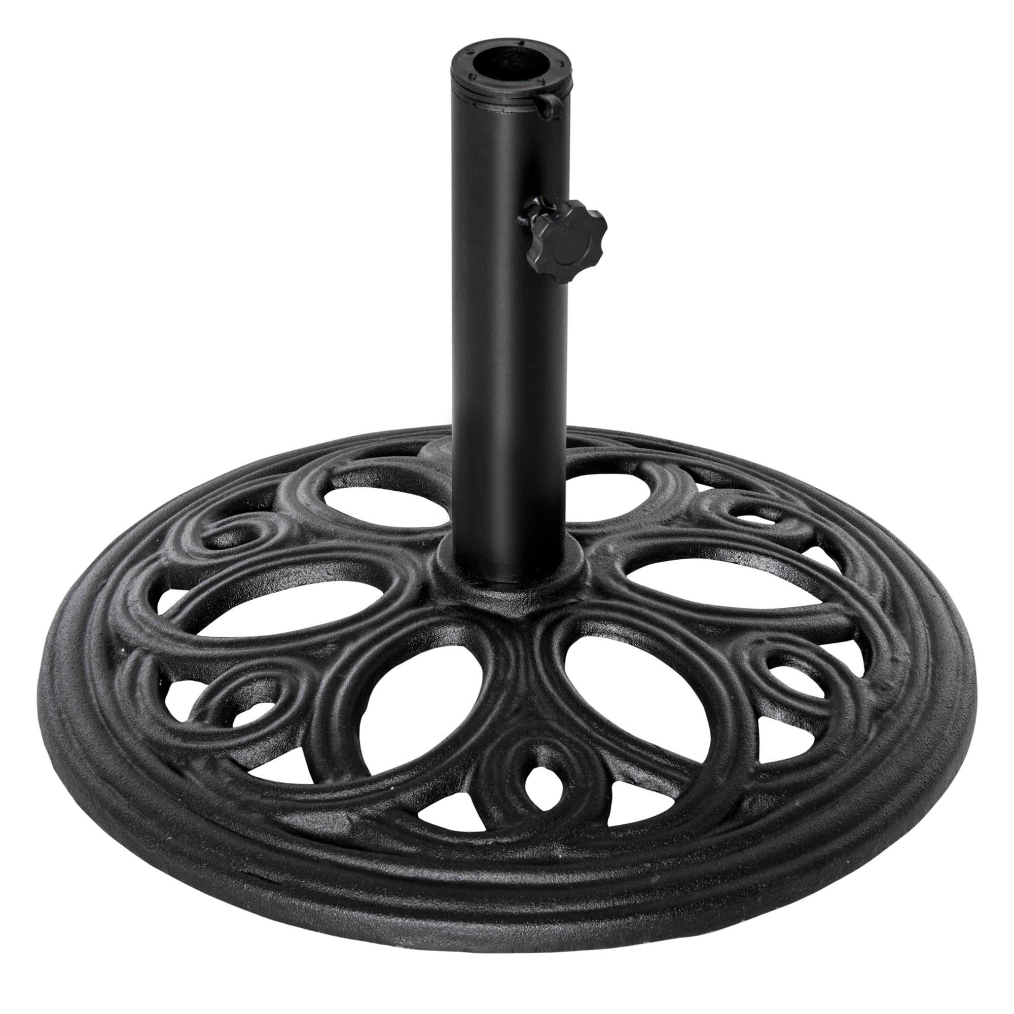 Round 11.5 kg Parasol Base, Outdoor Cast Iron Umbrella Stand for Ø 38 and 48 mm Pole, Patio Garden Terrace Umbrella Base, Ø 45 x 33.5 cm, Black