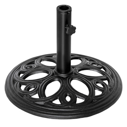Round 11.5 kg Parasol Base, Outdoor Cast Iron Umbrella Stand for Ø 38 and 48 mm Pole, Patio Garden Terrace Umbrella Base, Ø 45 x 33.5 cm, Black