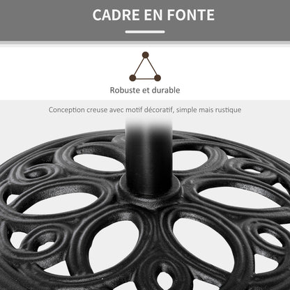 Round 11.5 kg Parasol Base, Outdoor Cast Iron Umbrella Stand for Ø 38 and 48 mm Pole, Patio Garden Terrace Umbrella Base, Ø 45 x 33.5 cm, Black