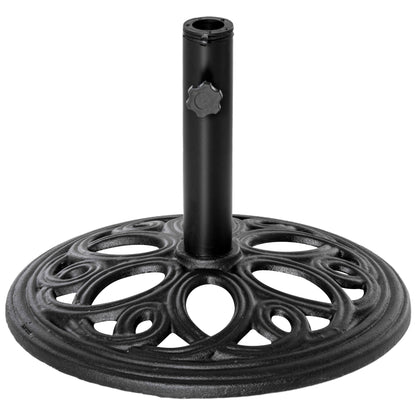 Round 11.5 kg Parasol Base, Outdoor Cast Iron Umbrella Stand for Ø 38 and 48 mm Pole, Patio Garden Terrace Umbrella Base, Ø 45 x 33.5 cm, Black