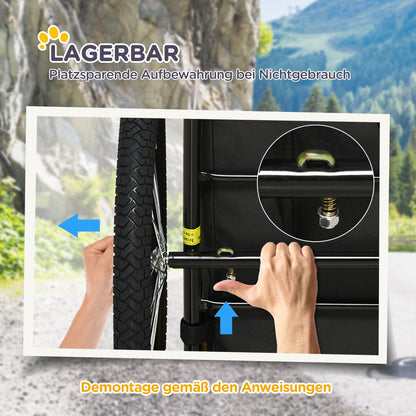 Dog Trailer, Foldable Pet Bike Trailer, Quick Release Wheels, Waterproof, Oxford Fabric, Steel, 140 x 71 x 83 cm, Red