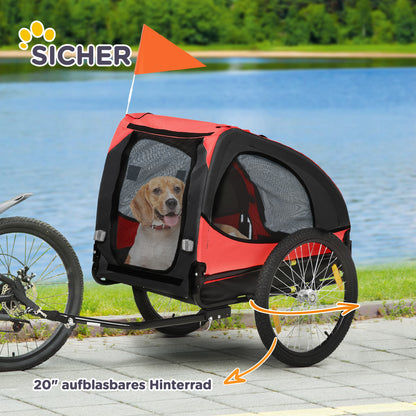 Dog Trailer, Foldable Pet Bike Trailer, Quick Release Wheels, Waterproof, Oxford Fabric, Steel, 140 x 71 x 83 cm, Red