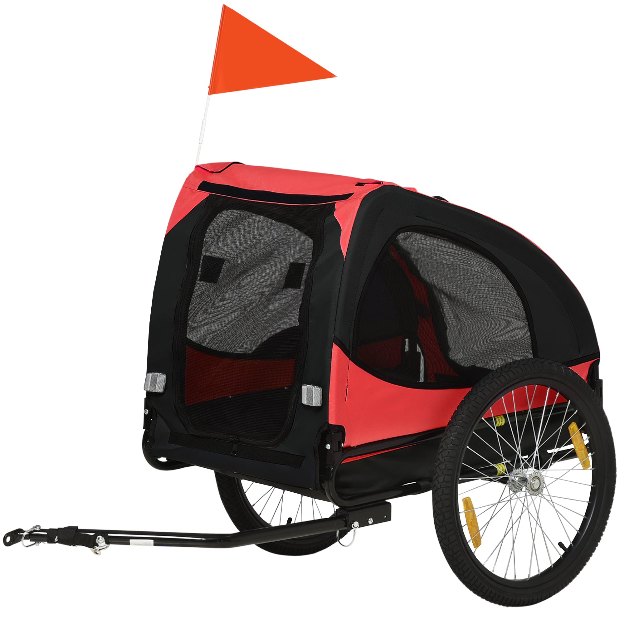Dog Trailer, Foldable Pet Bike Trailer, Quick Release Wheels, Waterproof, Oxford Fabric, Steel, 140 x 71 x 83 cm, Red