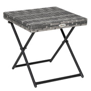 Folding Poly Rattan Side Table Coffee Table Tray Balcony Table Garden Table Sofa Table Tea Table Furniture for Garden Terrace Balcony, 40x40x40cm Grey
