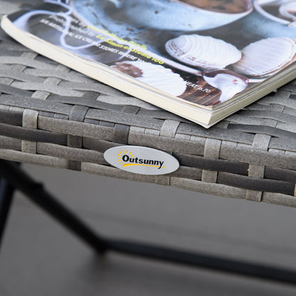 Folding Poly Rattan Side Table Coffee Table Tray Balcony Table Garden Table Sofa Table Tea Table Furniture for Garden Terrace Balcony, 40x40x40cm Grey