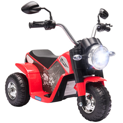 Kids Electric Motorcycle with 3 Wheels Electric Bike for Children 18-36 Months Battery Powered Tricycle 6V with Headlight Horn 72x57x56 cm Red