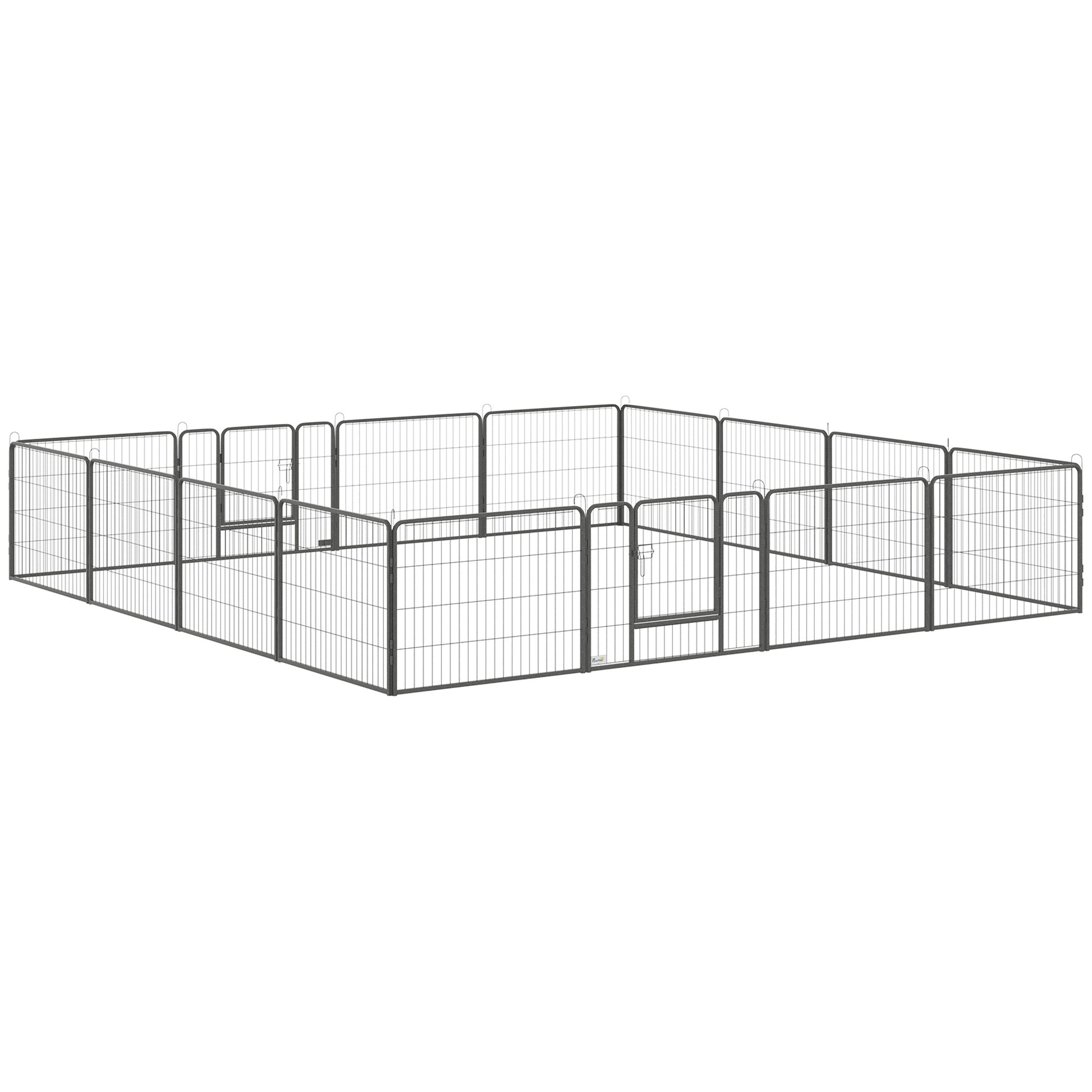 Puppy Playpen Enclosure 16 Segments 60cm High Pet Playpen Fence Pen Playpen Playpen Dog Enclosure Outdoor Grid Puppies Customizable with 2 Door Steel Gray
