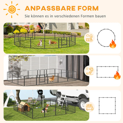 Puppy Playpen Enclosure 16 Segments 60cm High Pet Playpen Fence Pen Playpen Playpen Dog Enclosure Outdoor Grid Puppies Customizable with 2 Door Steel Gray