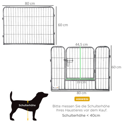 Puppy Playpen Enclosure 16 Segments 60cm High Pet Playpen Fence Pen Playpen Playpen Dog Enclosure Outdoor Grid Puppies Customizable with 2 Door Steel Gray