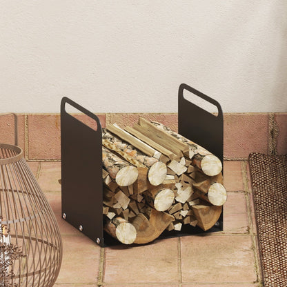 Firewood Rack 36.5 x 30 x 36 cm with Handles, Indoor and Outdoor Firewood Rack, up to 30 kg, Steel, Black