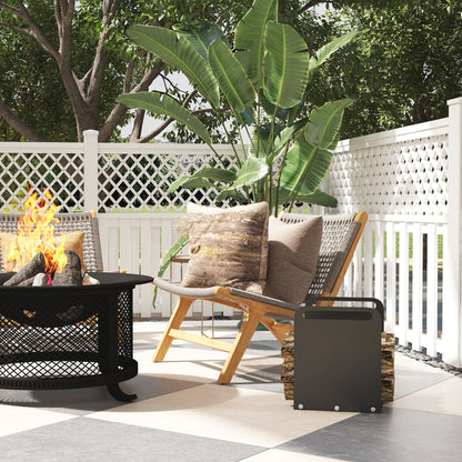 Firewood Rack 36.5 x 30 x 36 cm with Handles, Indoor and Outdoor Firewood Rack, up to 30 kg, Steel, Black