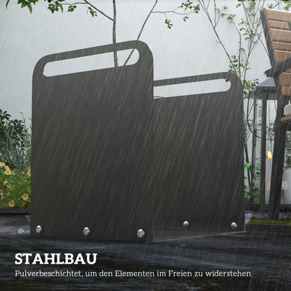 Firewood Rack 36.5 x 30 x 36 cm with Handles, Indoor and Outdoor Firewood Rack, up to 30 kg, Steel, Black