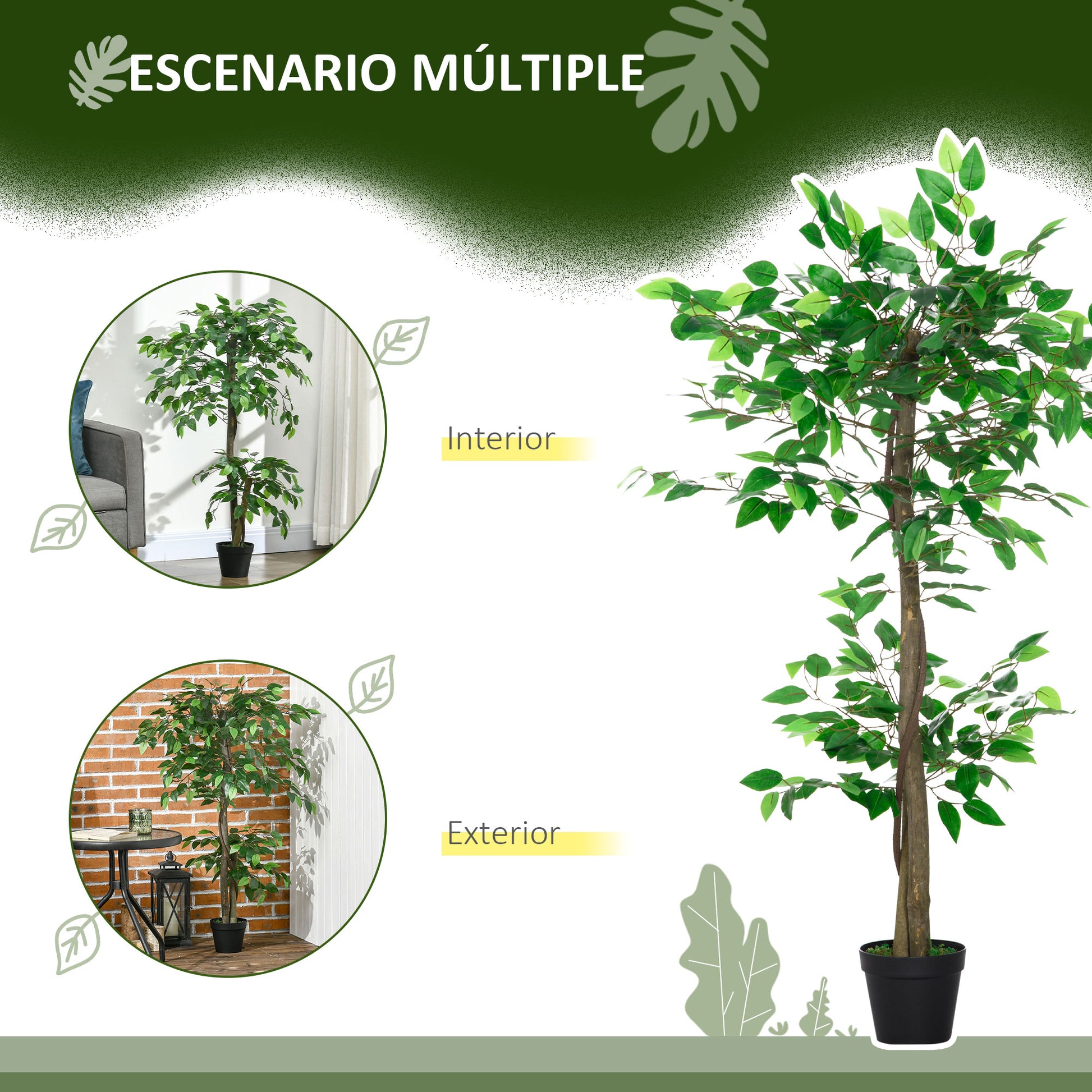 Artificial Tea Plant 120 cm Artificial Tree in Decorative Pot for Home Interior Living Room Office Ø16x120 cm Green