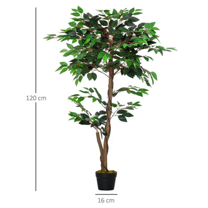 Artificial Tea Plant 120 cm Artificial Tree in Decorative Pot for Home Interior Living Room Office Ø16x120 cm Green