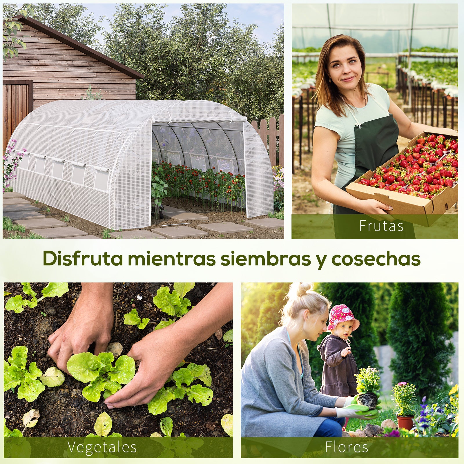 Outdoor Greenhouse 6x3x2 m Tunnel Greenhouse with Door and 12 Roll-up Mesh Windows Garden Greenhouse for Patio White