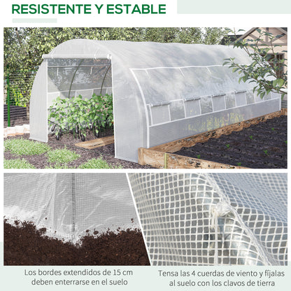 Outdoor Greenhouse 6x3x2 m Tunnel Greenhouse with Door and 12 Roll-up Mesh Windows Garden Greenhouse for Patio White