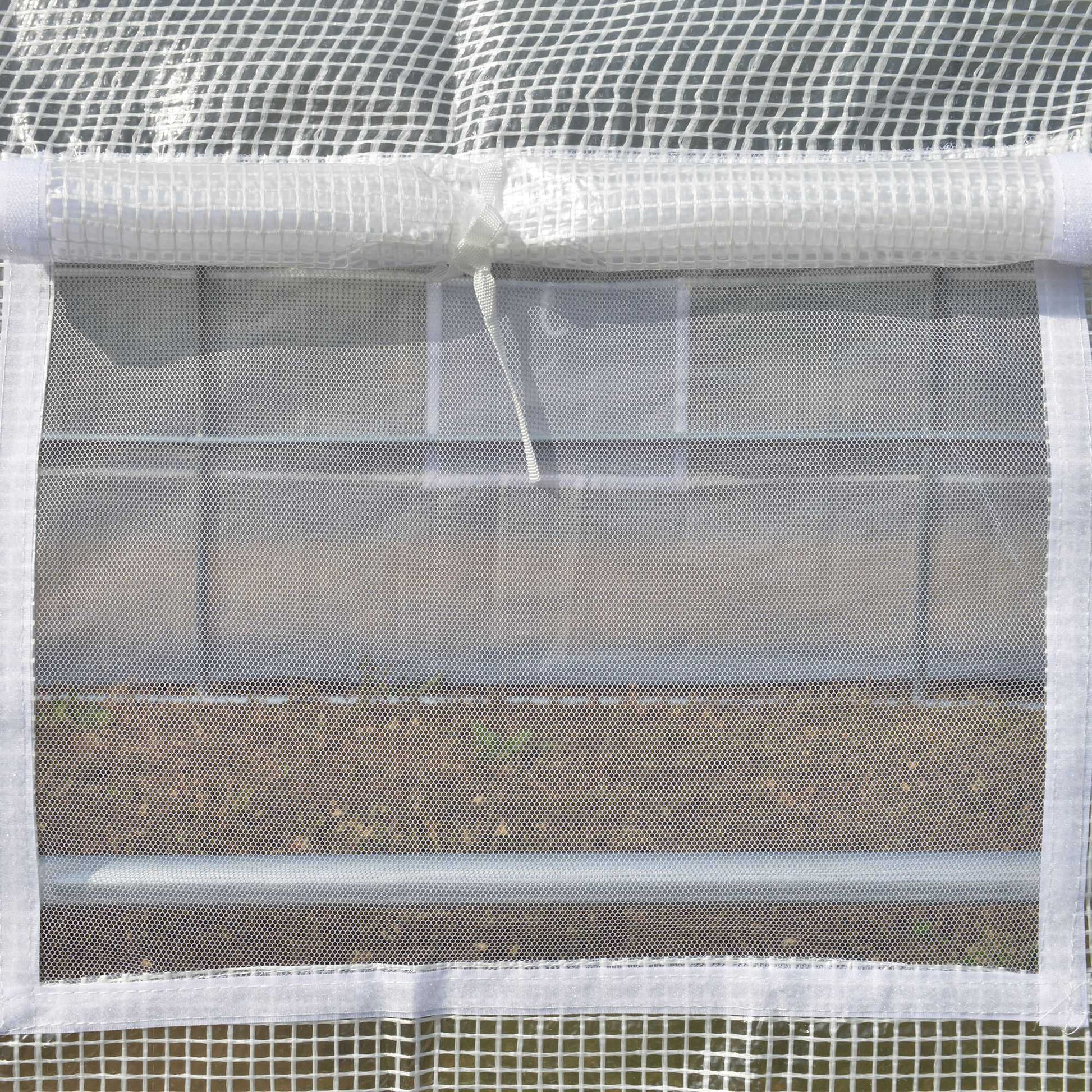 Outdoor Greenhouse 6x3x2 m Tunnel Greenhouse with Door and 12 Roll-up Mesh Windows Garden Greenhouse for Patio White
