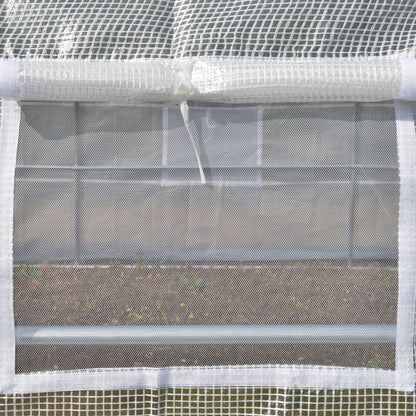 Outdoor Greenhouse 6x3x2 m Tunnel Greenhouse with Door and 12 Roll-up Mesh Windows Garden Greenhouse for Patio White