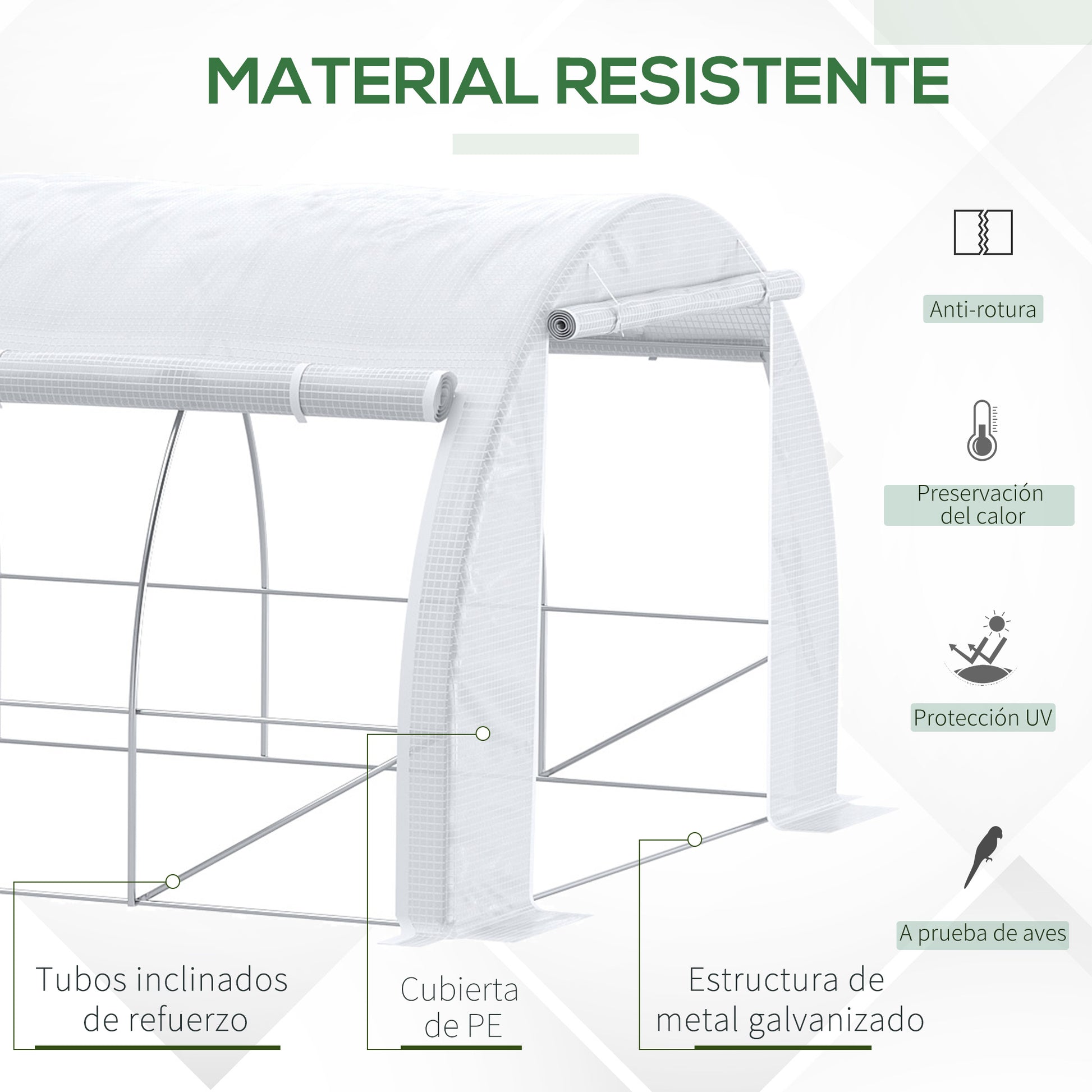 Outdoor Greenhouse 6x3x2 m Tunnel Greenhouse with Door and 12 Roll-up Mesh Windows Garden Greenhouse for Patio White