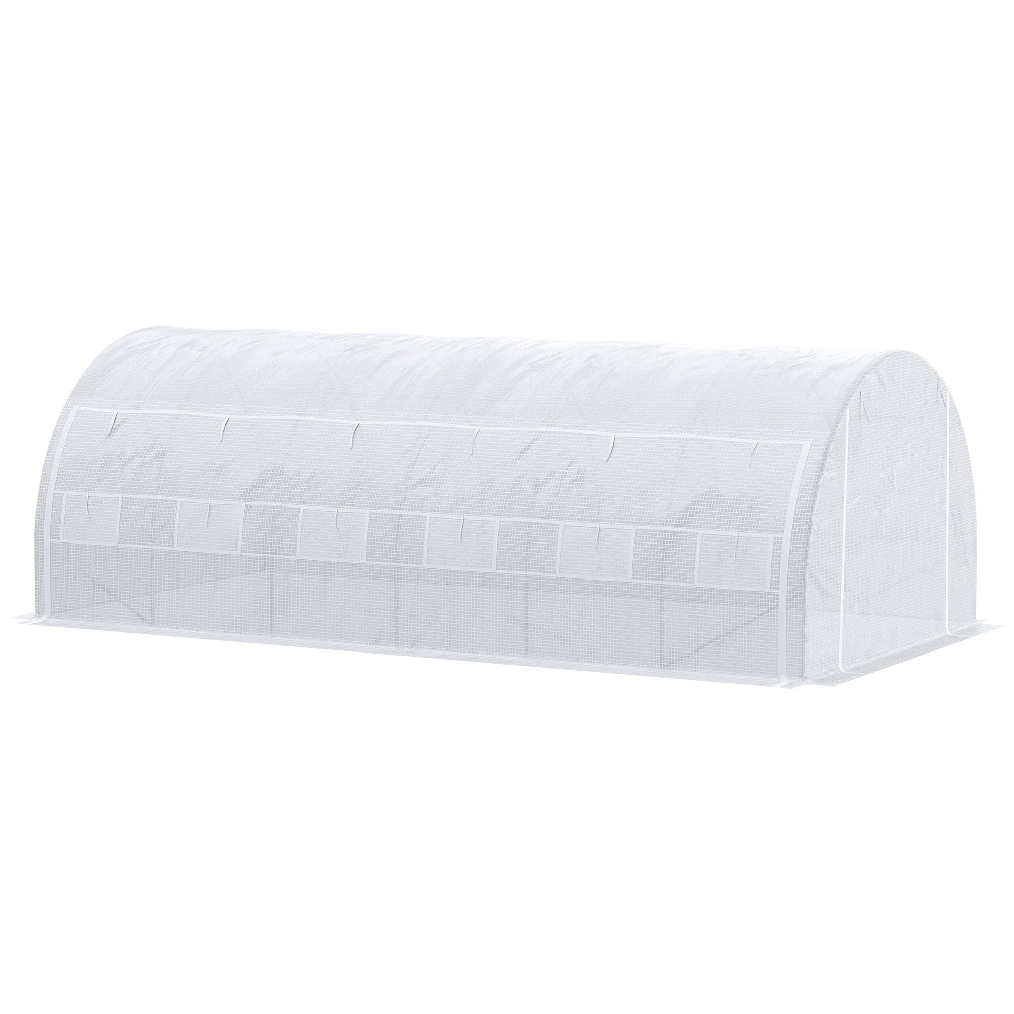 Outdoor Greenhouse 6x3x2 m Tunnel Greenhouse with Door and 12 Roll-up Mesh Windows Garden Greenhouse for Patio White