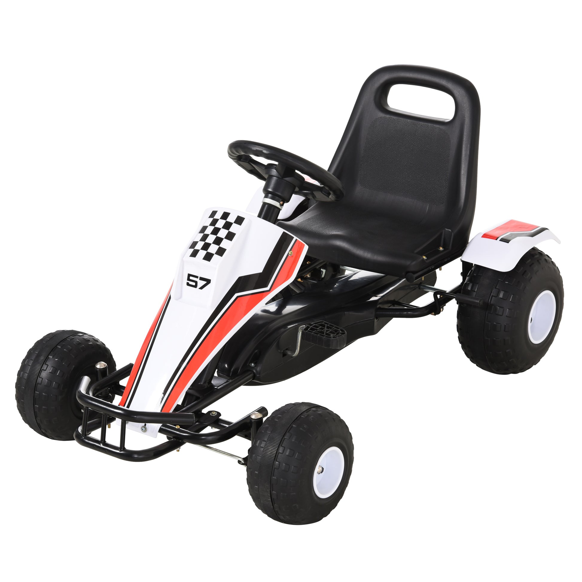 Go Kart Kids Pedal Car with Pedal Brakes Children's Toy for 3-6 Years Steel White 104 x 66 x 57 cm