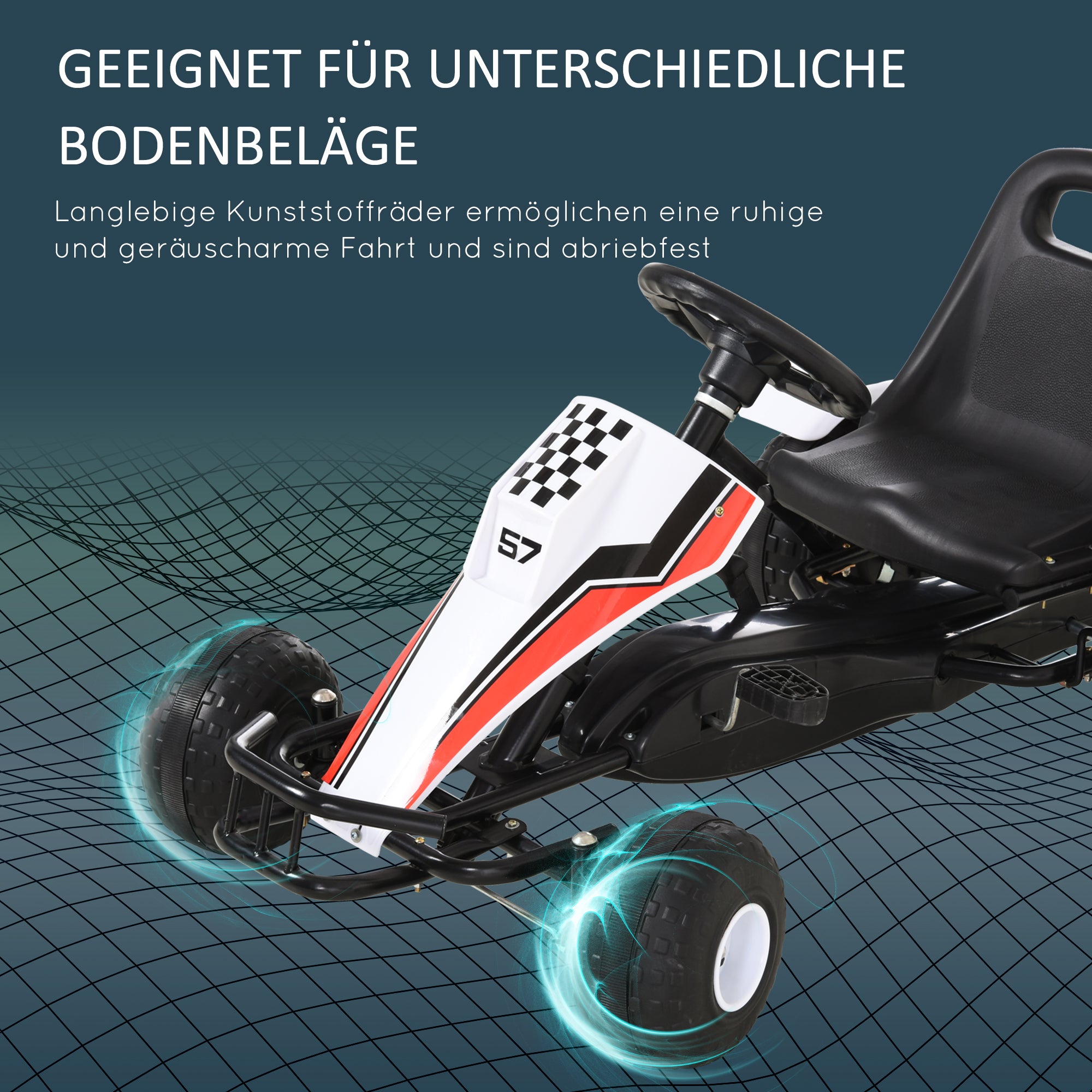 Go Kart Kids Pedal Car with Pedal Brakes Children's Toy for 3-6 Years Steel White 104 x 66 x 57 cm