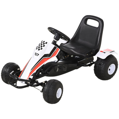 Go Kart Kids Pedal Car with Pedal Brakes Children's Toy for 3-6 Years Steel White 104 x 66 x 57 cm