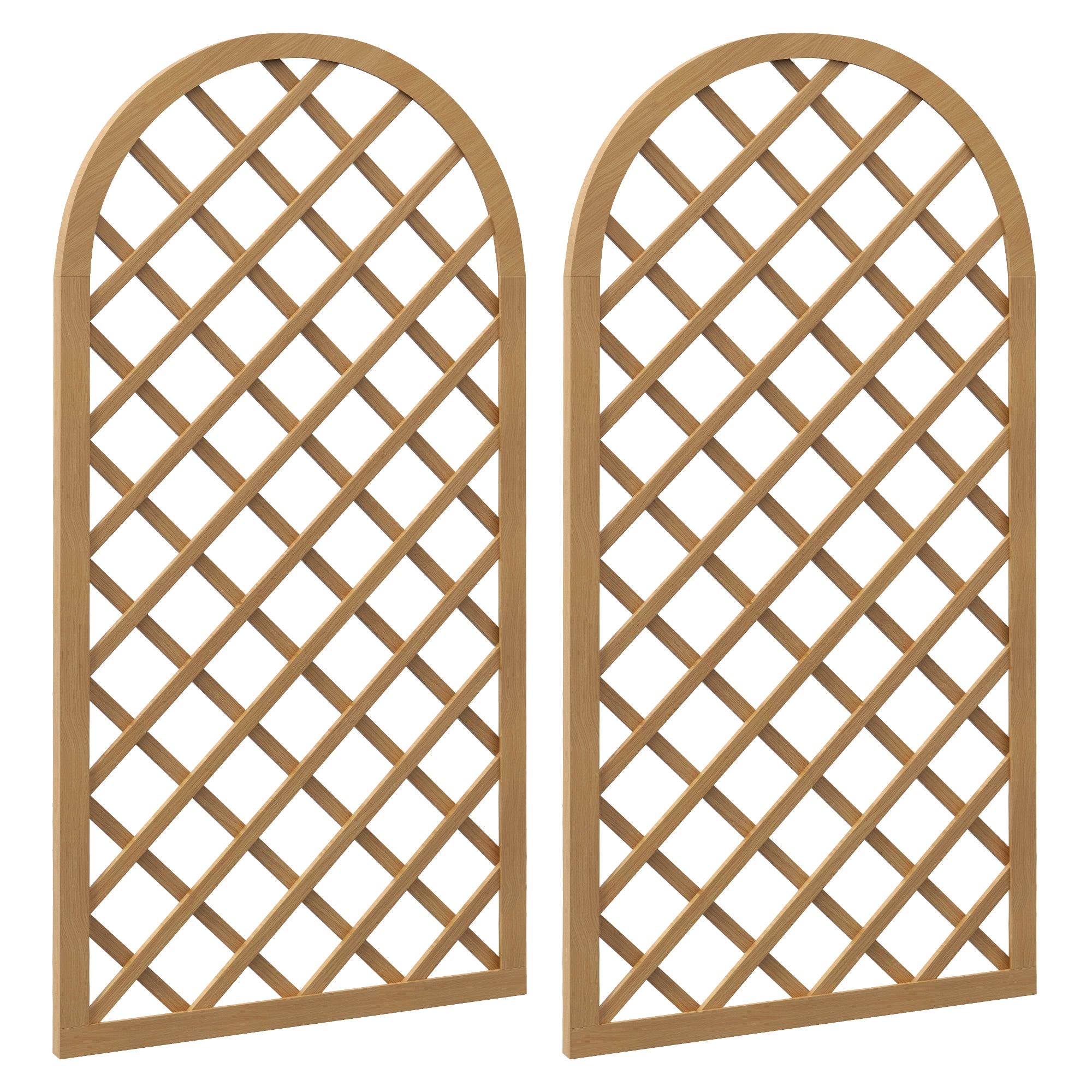 Set of 2 Wooden Garden Grids - Arch Panels for Climbing Plants - Each Panel Dimensions: 60L x 120H cm