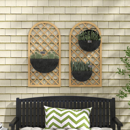 Set of 2 Wooden Garden Grids - Arch Panels for Climbing Plants - Each Panel Dimensions: 60L x 120H cm