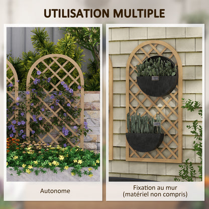Set of 2 Wooden Garden Grids - Arch Panels for Climbing Plants - Each Panel Dimensions: 60L x 120H cm
